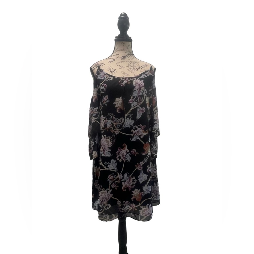 White House black market black floral dress size XS